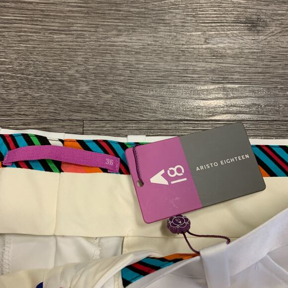 Aristo 18 Pants Mens 36 White Regular Fit Straight Leg Wicking Reno Golf Zip Fly - Picture 7 of 12